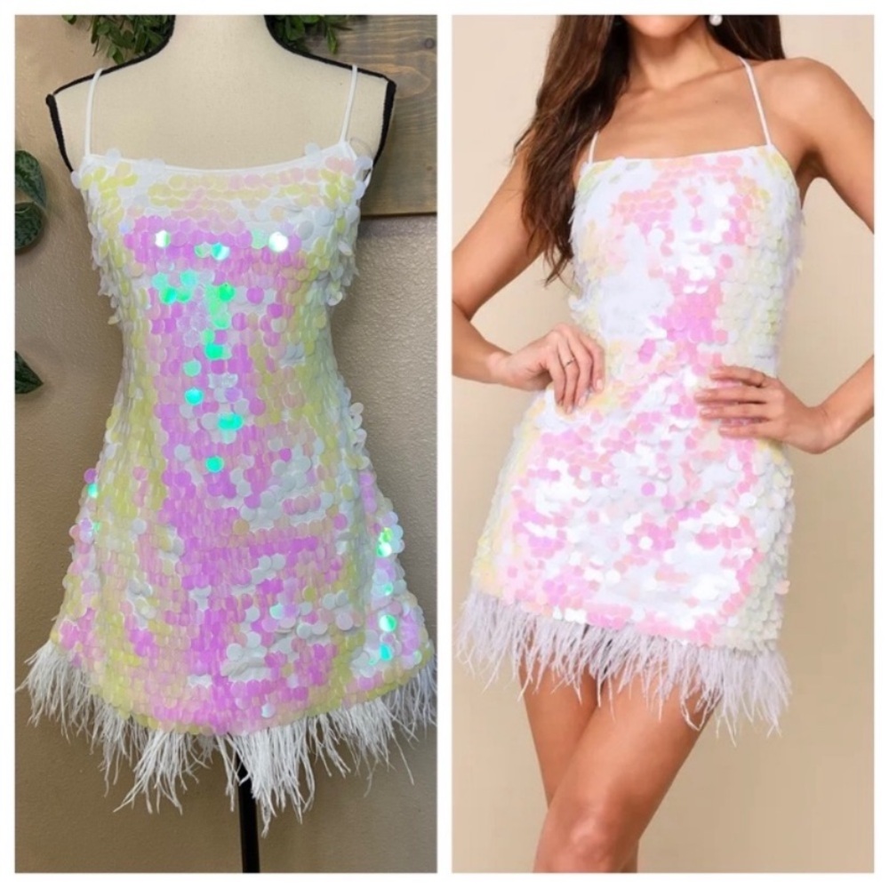 Lulu's Iridescent Sequin Mini Dress